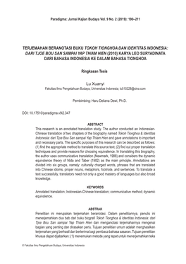 Terjemahan Beranotasi Buku Tokoh Tionghoa Dan Identitas Indonesia