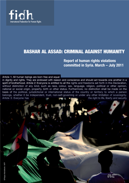 Bashar Al Assad: Criminal Against Humanity