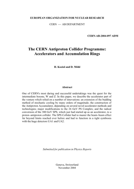 The CERN Low-Energy Antiproton Programme: the Synchrotrons; to Be Published in Phys