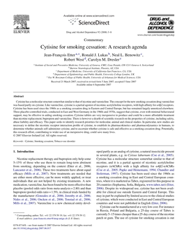 Cytisine for Smoking Cessation: a Research Agenda Jean-Franc¸Ois Etter A,∗, Ronald J