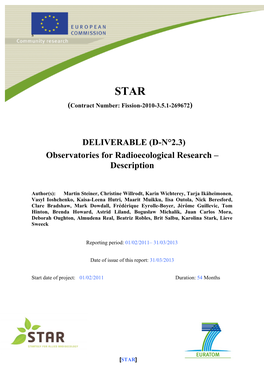 DELIVERABLE (D-N°2.3) Observatories for Radioecological Research – Description