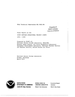 Nvvc Ubrar/ University of Oklahoma Final Report on the JOINT DOPPLER OPERATIONAL PROJECT (JDOP) 1976 - 1978