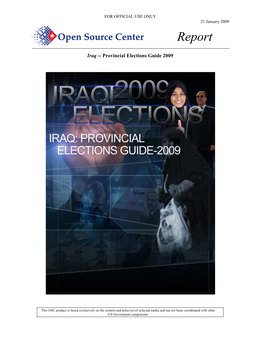 Iraq: Provincial Elections Guide 2009