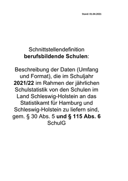 Schnittstellendefiniton Berufsbildende Schulen