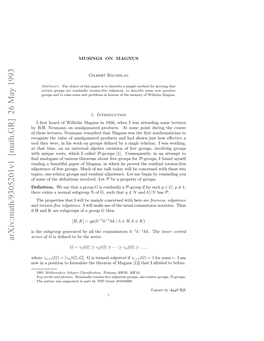 Arxiv:Math/9305201V1 [Math.GR] 26 May 1993