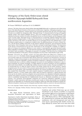 Ontogeny of the Early Ordovician Olenid Trilobite Jujuyaspis Keidelikobayashi from Northwestern Argentina