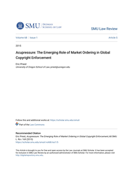 The Emerging Role of Market Ordering in Global Copyright Enforcement