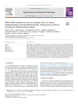 BRAF V600E Mutations Are Not an Oncogenic Driver of Solitary Xanthogranuloma and Reticulohistiocytoma Testing May Be Useful In