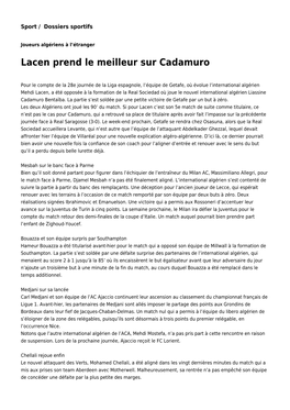 Lacen Prend Le Meilleur Sur Cadamuro