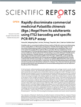 Rapidly Discriminate Commercial Medicinal Pulsatilla Chinensis (Bge