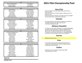 2021 PGA Championship Pool