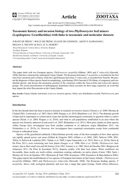 Taxonomic History and Invasion Biology of Two Phyllonorycter Leaf Miners (Lepidoptera: Gracillariidae) with Links to Taxonomic and Molecular Datasets