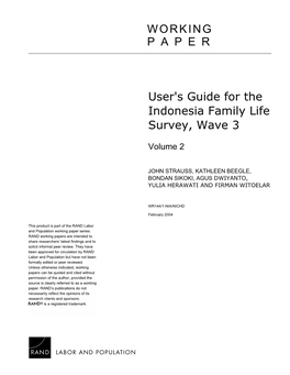 User's Guide for the Indonesia Family Life Survey, Wave 3 WORKING