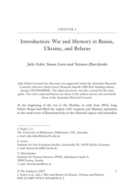 Introduction: War and Memory in Russia, Ukraine, and Belarus