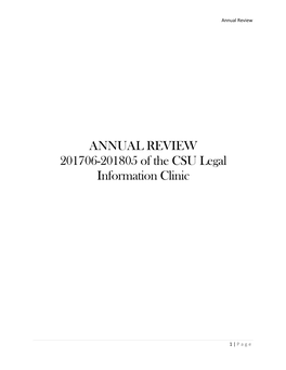 ANNUAL REVIEW 201706-201805 of the CSU Legal Information Clinic