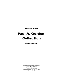 Paul A. Gordon Collection