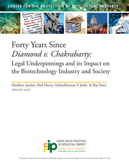 Forty Years Since Diamond V. Chakrabarty: Legal Underpinnings and Its Impact on the Biotechnology Industry and Society