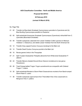 North and Middle America Proposal Set 2019-C 22