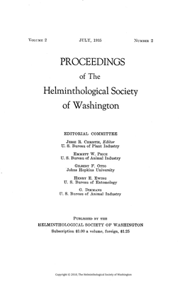 Proceedings of the Helminthological Society of Washington 2(2) 1935