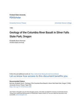 Geology of the Columbia River Basalt in Silver Falls State Park, Oregon
