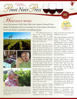 Heritance Wines' Owner/Winemaker Bernard Portet; Portet Portet Portet; Bernard Owner/Winemaker Wines' Heritance