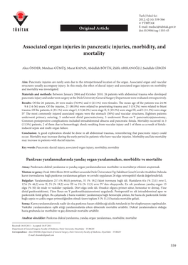 Associated Organ Injuries in Pancreatic Injuries, Morbidity, and Mortality