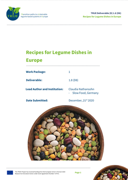 Recipes for Legume Dishes in Europe