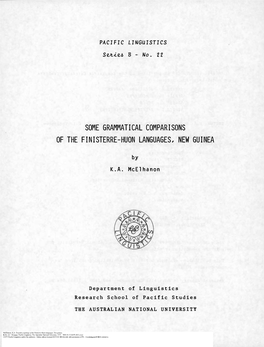 Towards a Typology of the Finisterre-Huon Languages, New Guinea