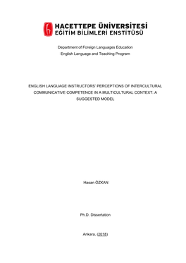 Department of Foreign Languages Education English Language and Teaching Program