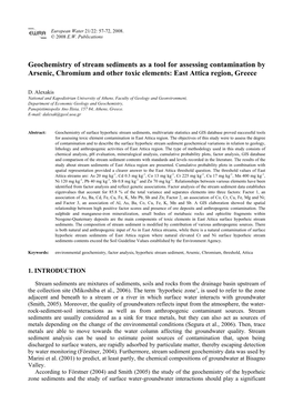 Geochemistry of Stream Sediments As a Tool for Assessing Contamination by Arsenic, Chromium and Other Toxic Elements: East Attica Region, Greece