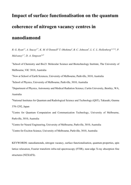 Impact of Surface Functionalisation on the Quantum Coherence of Nitrogen Vacancy Centres in Nanodiamond