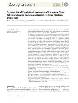 Systematics of Pipizini and Taxonomy of European Pipiza Falln