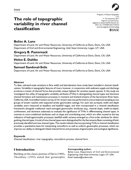 The Role of Topographic Variability in River Channel