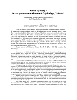 Investigations Into Germanic Mythology, Volume I