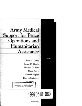 Army Medical Support for Peace Operations and Humanitarian Assistance