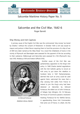 Salcombe and the Civil War, 1642-6 Roger Barrett