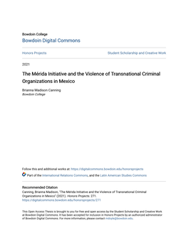The Mérida Initiative and the Violence of Transnational Criminal Organizations in Mexico