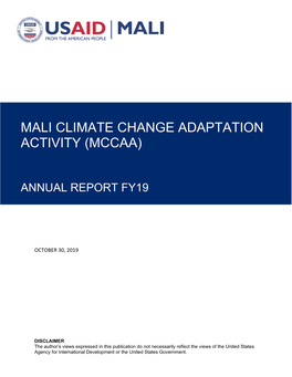 Mali Climate Change Adaptation Activity (Mccaa)