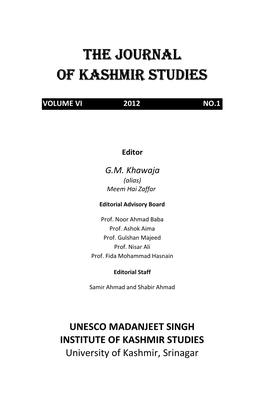 The Journal of Kashmir Studies