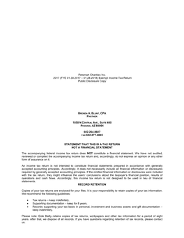1850 N C PHOENIX, AZ 85004 602.264.8607 FAX 602.277.4845 STATEMENT THAT THIS IS a TAX RETURN NOT a FINANCIAL STATEMENT the Accom