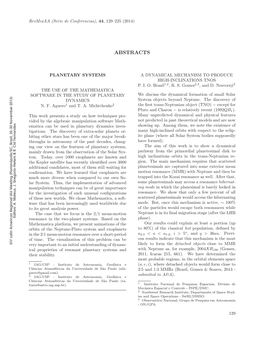 ABSTRACTS - O8% Fteclassical the of 80%) to LHB the (After Stage While Migration Phase)