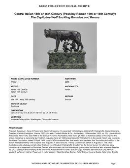 Summary for the Capitoline Wolf Suckling Romulus and Remus