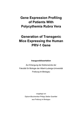 Gene Expression Profiling of Patients with Polycythemia Rubra Vera