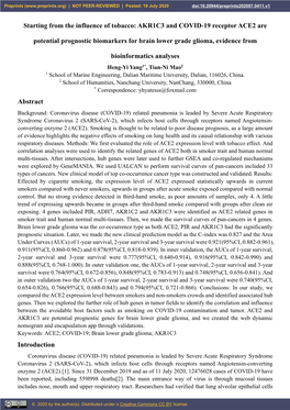 Starting from the Influence of Tobacco: AKR1C3 and COVID-19 Receptor ACE2 Are