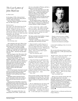 The Lost Letters of John Maccrae