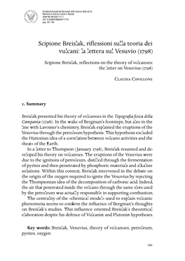 Scipione Breislak, Riflessioni Sulla Teoria Dei Vulcani