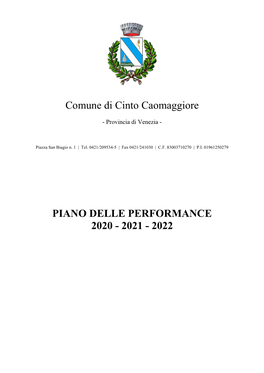 Comune Di Cinto Caomaggiore PIANO DELLE PERFORMANCE 2020