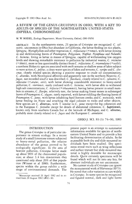 A Review of the Genus Cricotopus in Ohio, with a Key to Adults of Species of the Northeastern United States (Diptera, Chironomidae)1