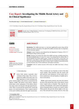 Investigating the Middle Rectal Artery and Its Clinical Significance