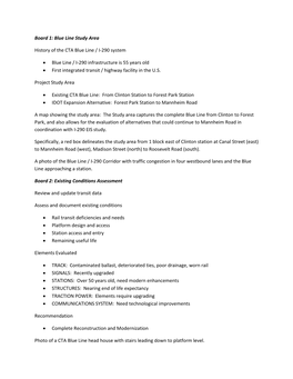 Board 1: Blue Line Study Area History of the CTA Blue Line / I-290 System